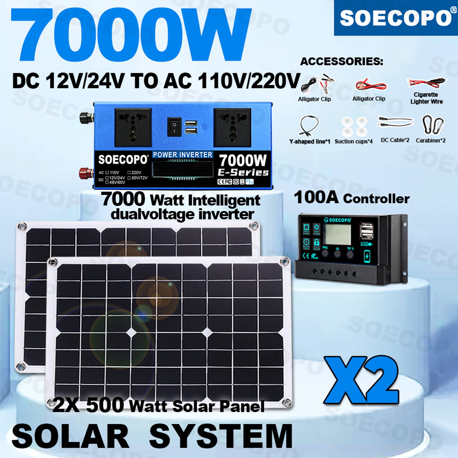7000W Sine Wave Inverter Solar Kit | Complete Inverter 12V24V-110V/220V
