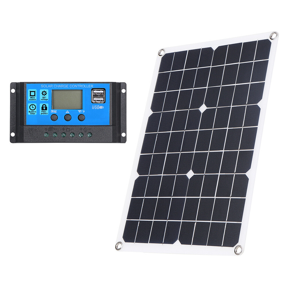 20W 18V Outdoor Solar Panel Charger USB Power Controller For Phone Car RV Boat