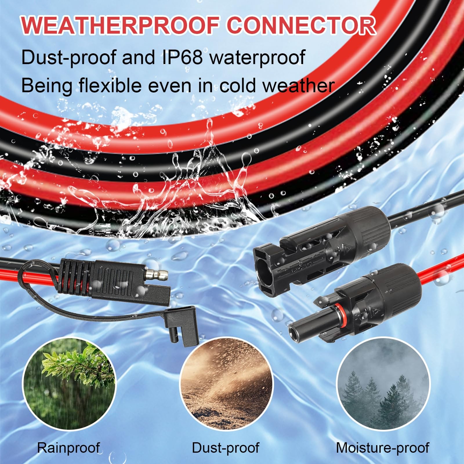 Solar Panel to SAE Adapter Cable – 6FT 10AWG Solar Extension Cable for RV Sol…