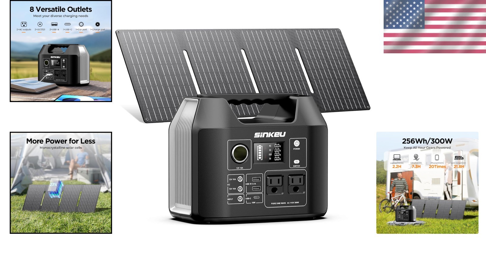 40W Solar Panel Included – 300W Portable Generator for Camping & Emergency Use