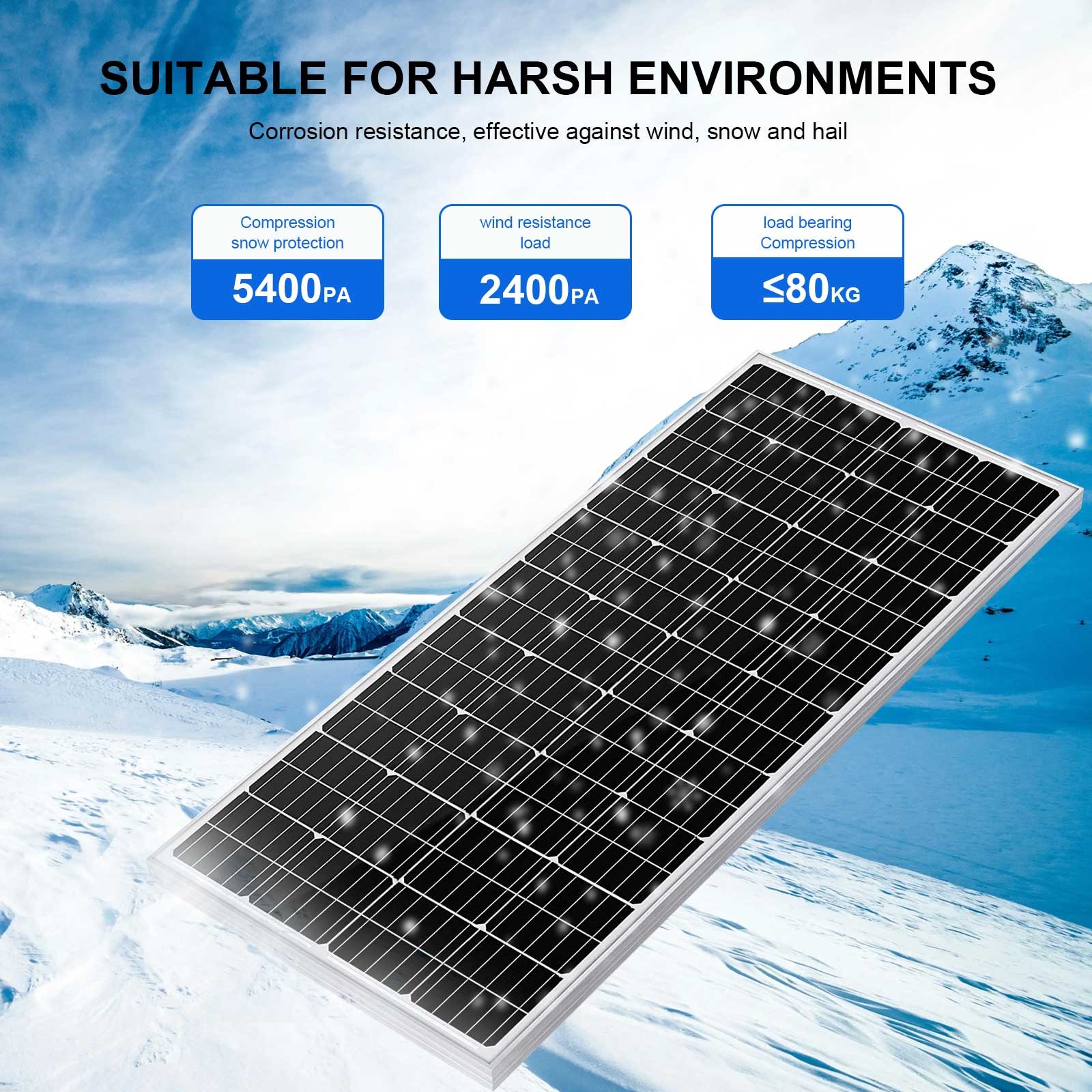 200W 12 Volt Monoc Solar Panel High Efficiency Durable RV Marine Boat Off Grid