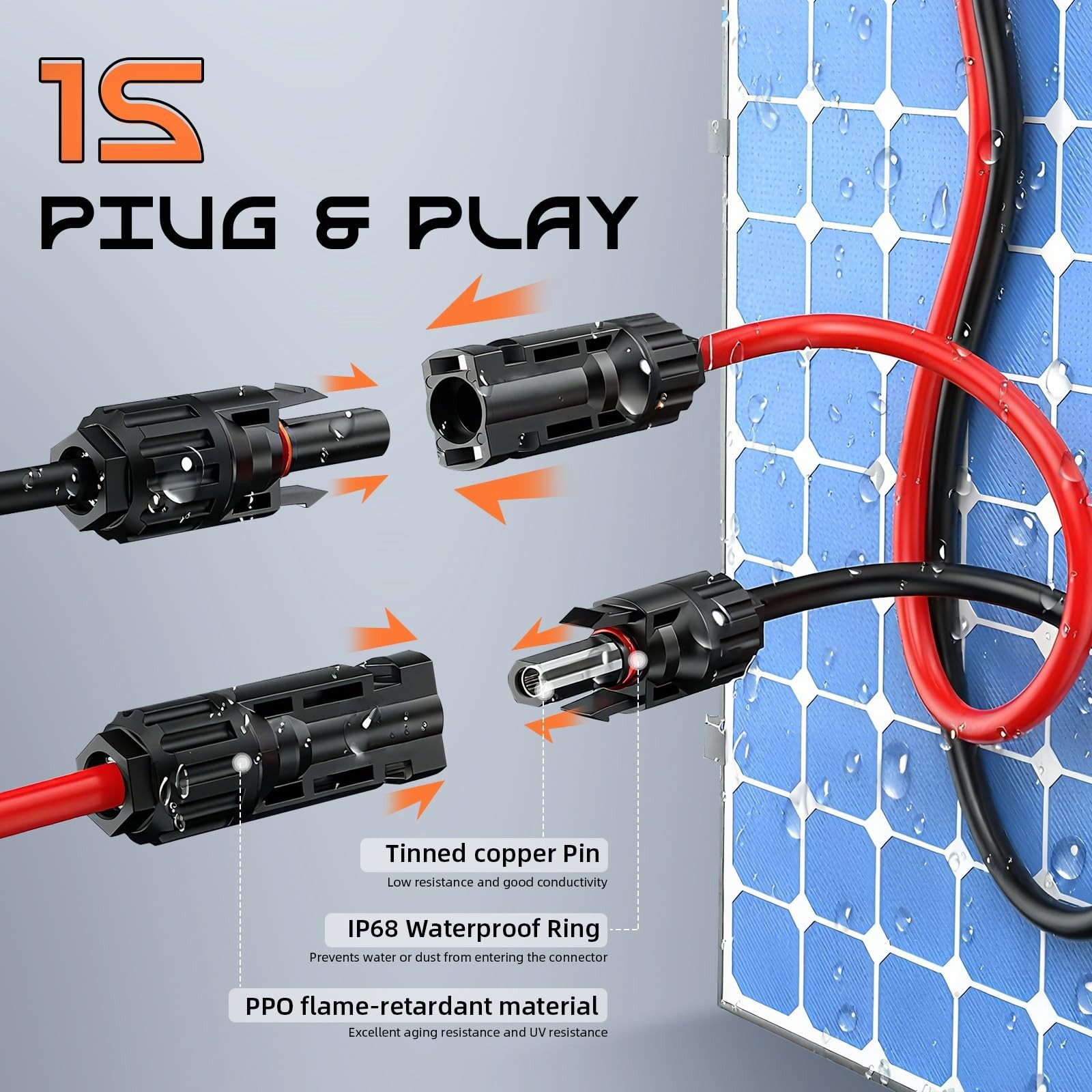20FT 10AWG Solar Panel Connector XT60i-F Adapter Extension Charging Cable for Ec
