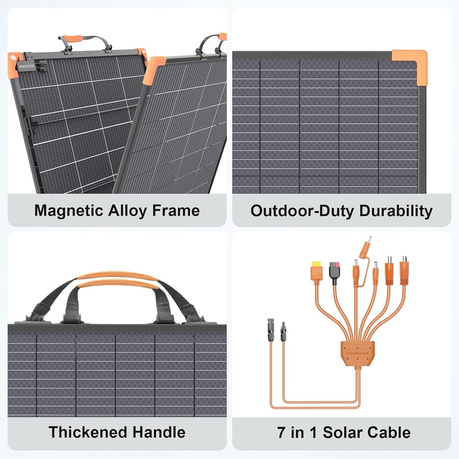 MHPOWOS 100W 200W Portable Solar Panel Bifacial for Jackery Explorer 1000 v2