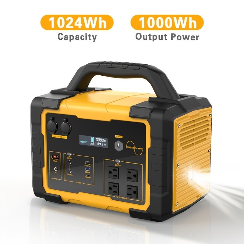 1024Wh 1000W Portable Battery Solar Ready Off-Grid Outdoor Backup Power Supply