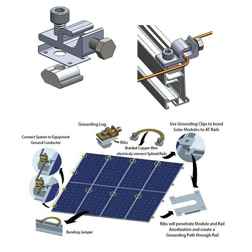 Solar Panel Mounting Bracket Clamps Ground Lugs Fasteners Photovoltaic Support