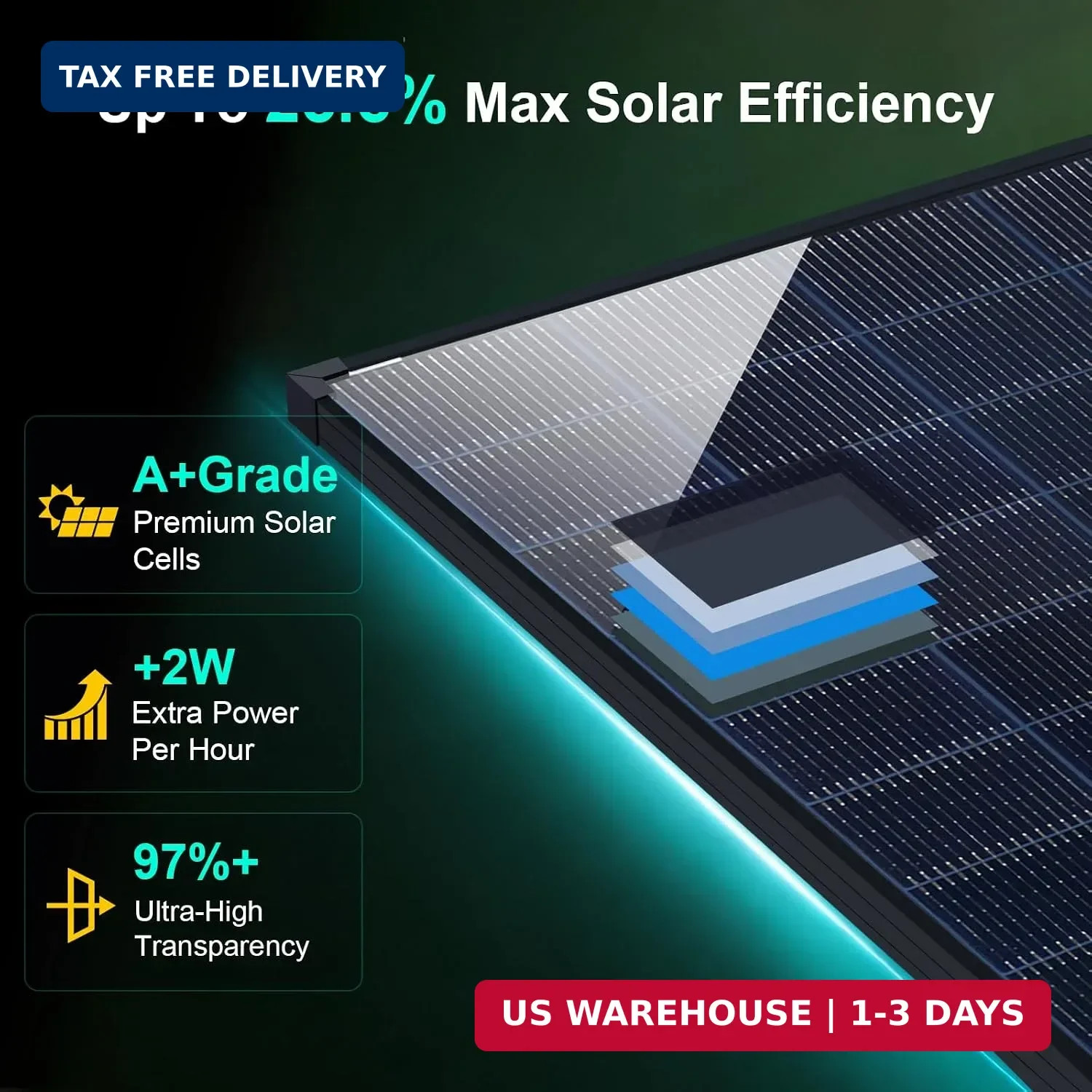 200 Watt Solar Panels N-Type 24 Volt 200W Solar Panel 16BB 25.6% High-Efficiency