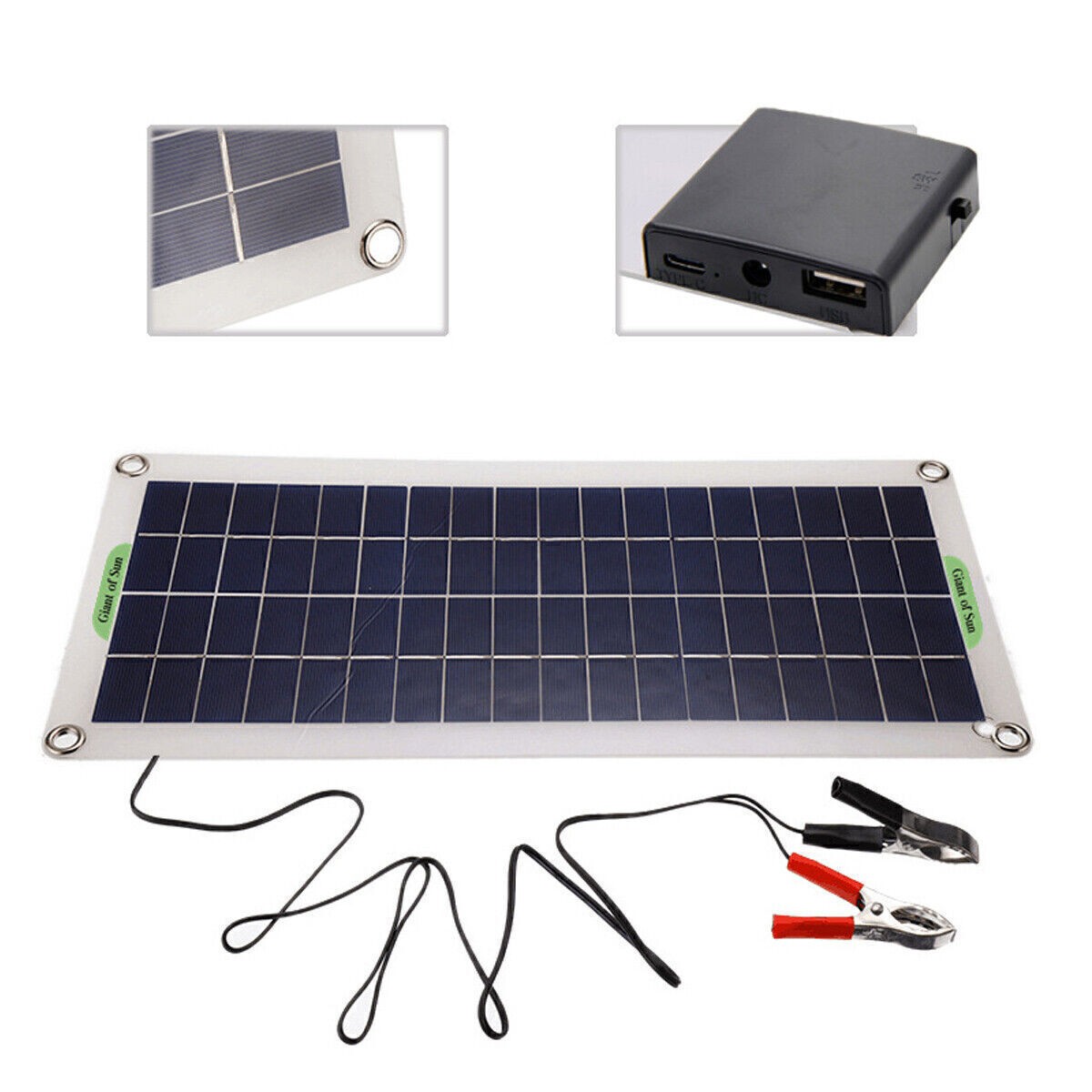 12V 30W Portable Solar Panel Mono Caravan Camping Home Battery Charge 30 Watt