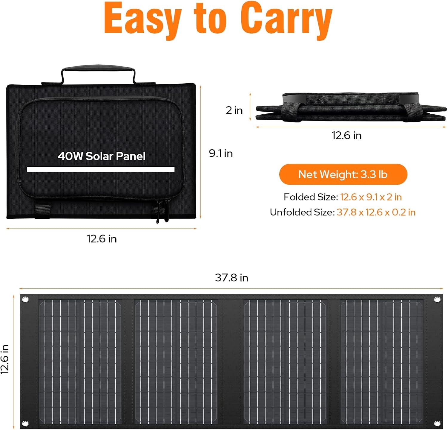 Portable Solar Panel Charger 40W Foldable Solar Panel for Portable Power Station