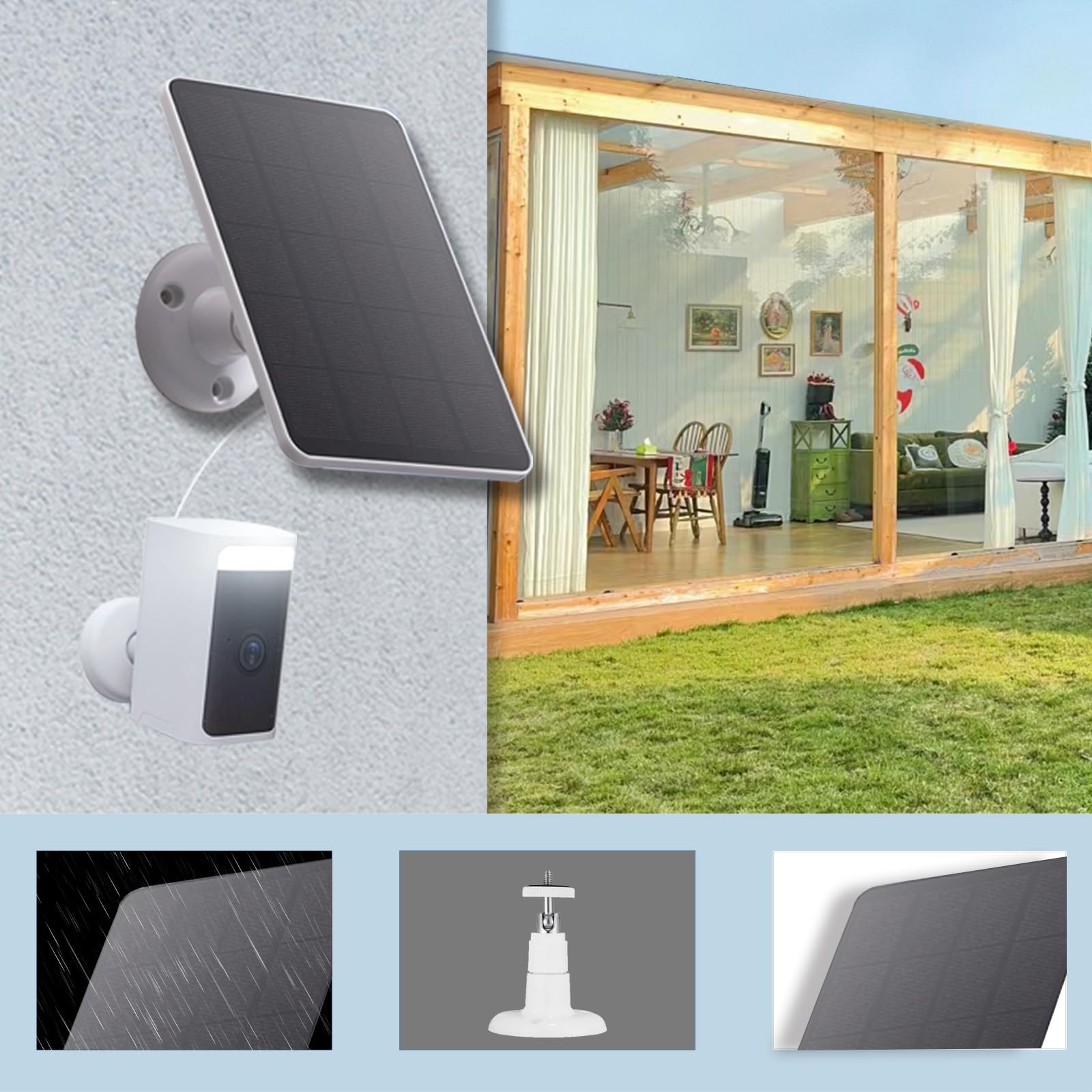 2 Pack Solar Panels Compatible with WYZE Battery Cam Pro, Solar Panels for Wirel
