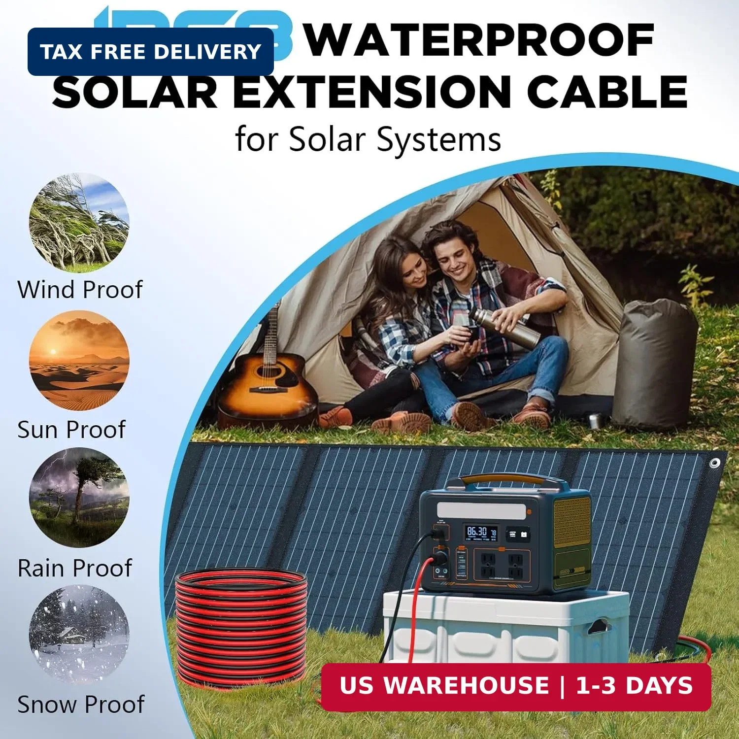 10AWG Solar Wire, Solar Cable 50Ft, Solar Extension Cable, Solar Panel Wire, 10