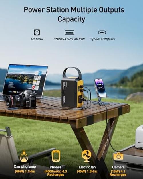 Jump 100 Portable Power Station Solar Generator LiFePO4 Battery Power Yellow