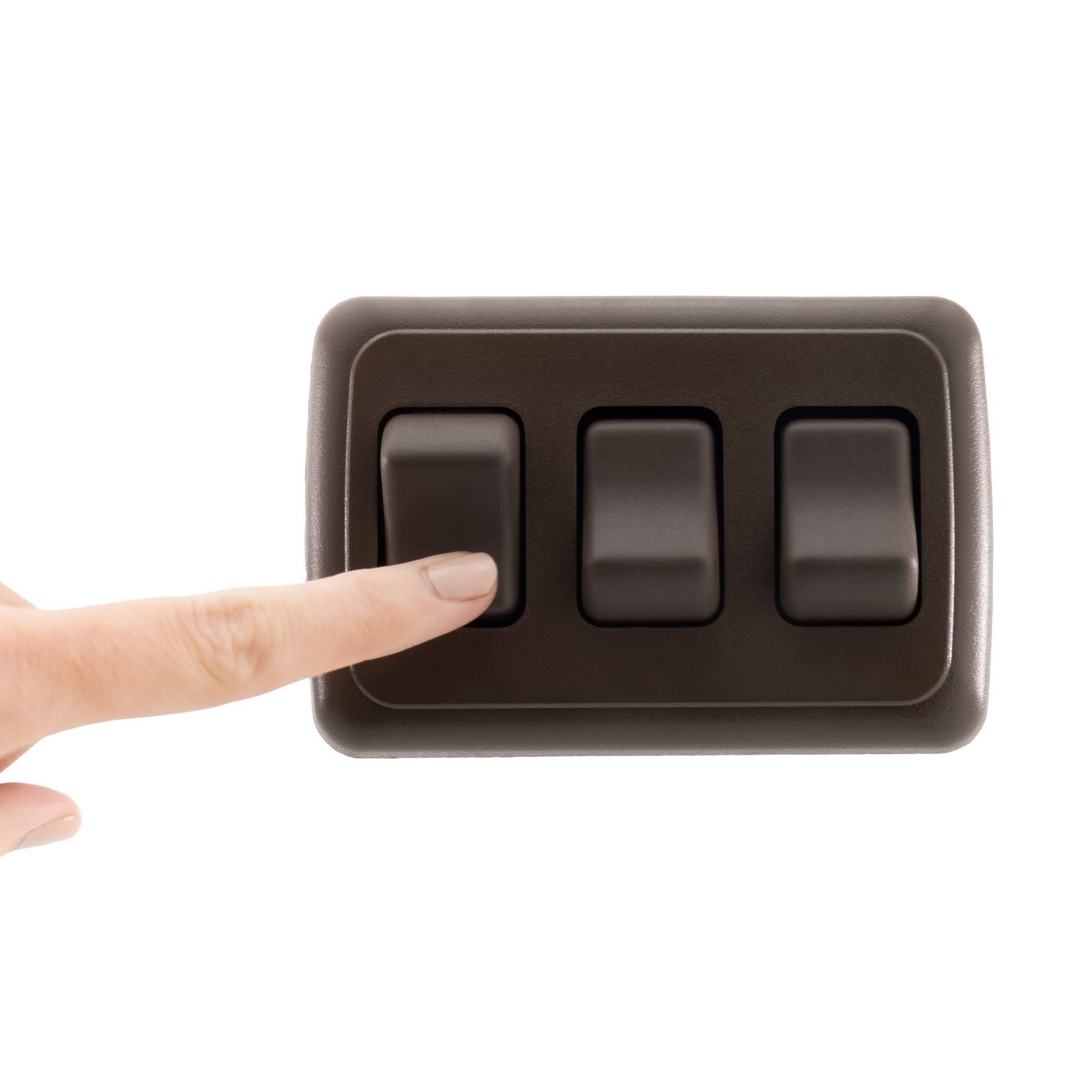 Triple SPST On-Off Switch with Bezel, 12-Volt, for RV, Trailer, Camper (Brown)