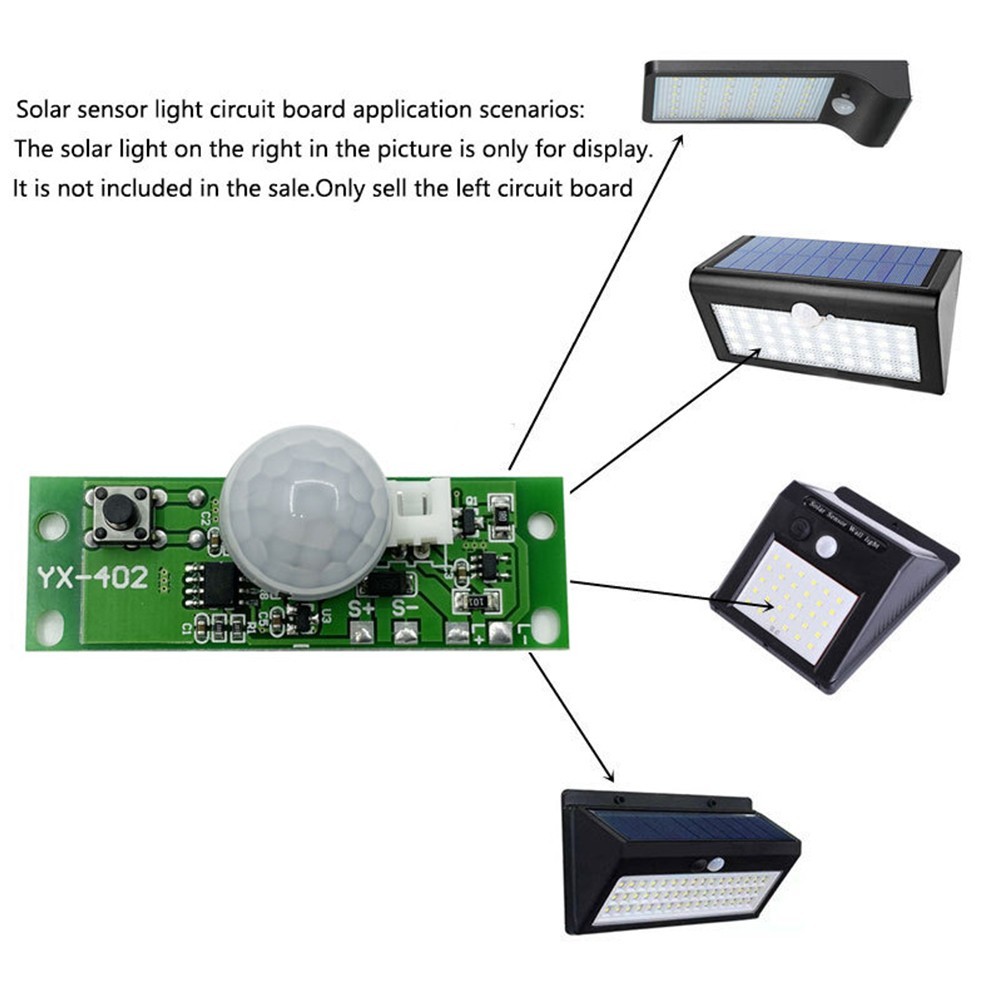 1 Pcs 3.7V Soldered Infrared Human Body Induction Solar Light Circuit Board New