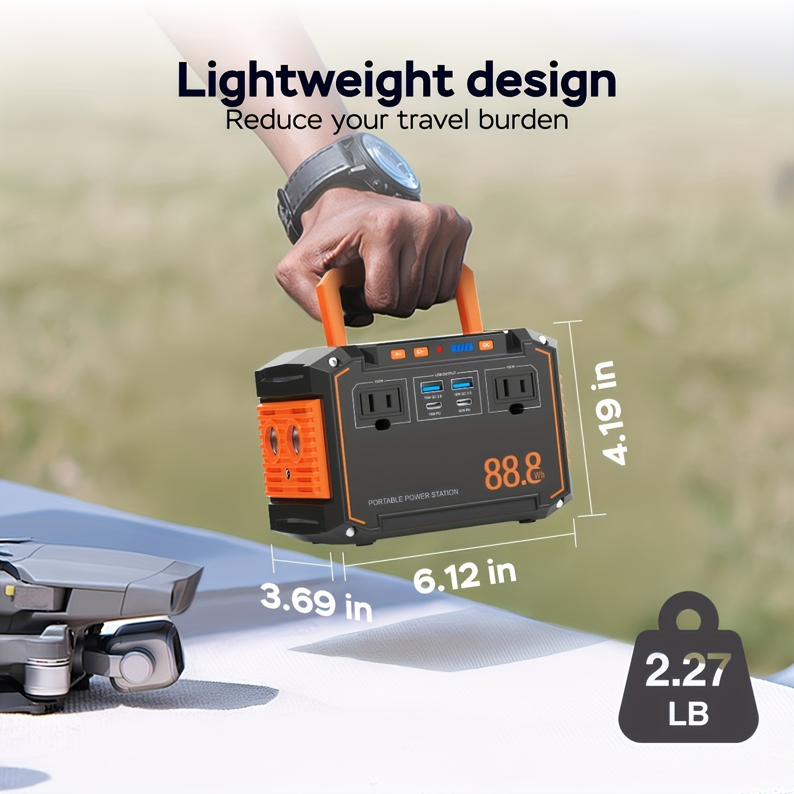 88.8Wh Portable Power Station 24000mAh Solar Generator AC USB Camping Backup