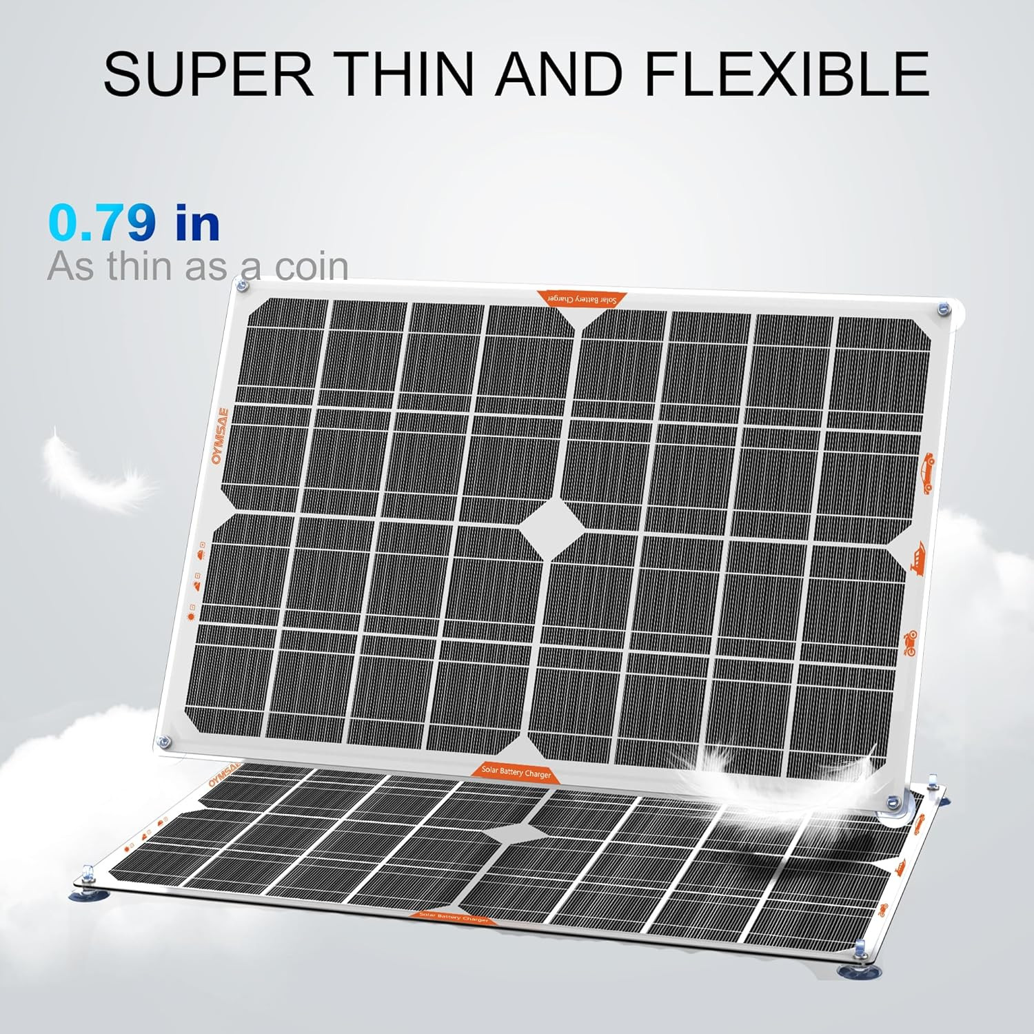 White 20W 12V Solar Panel Battery Charger Portable Waterproof Power Trickle Batt