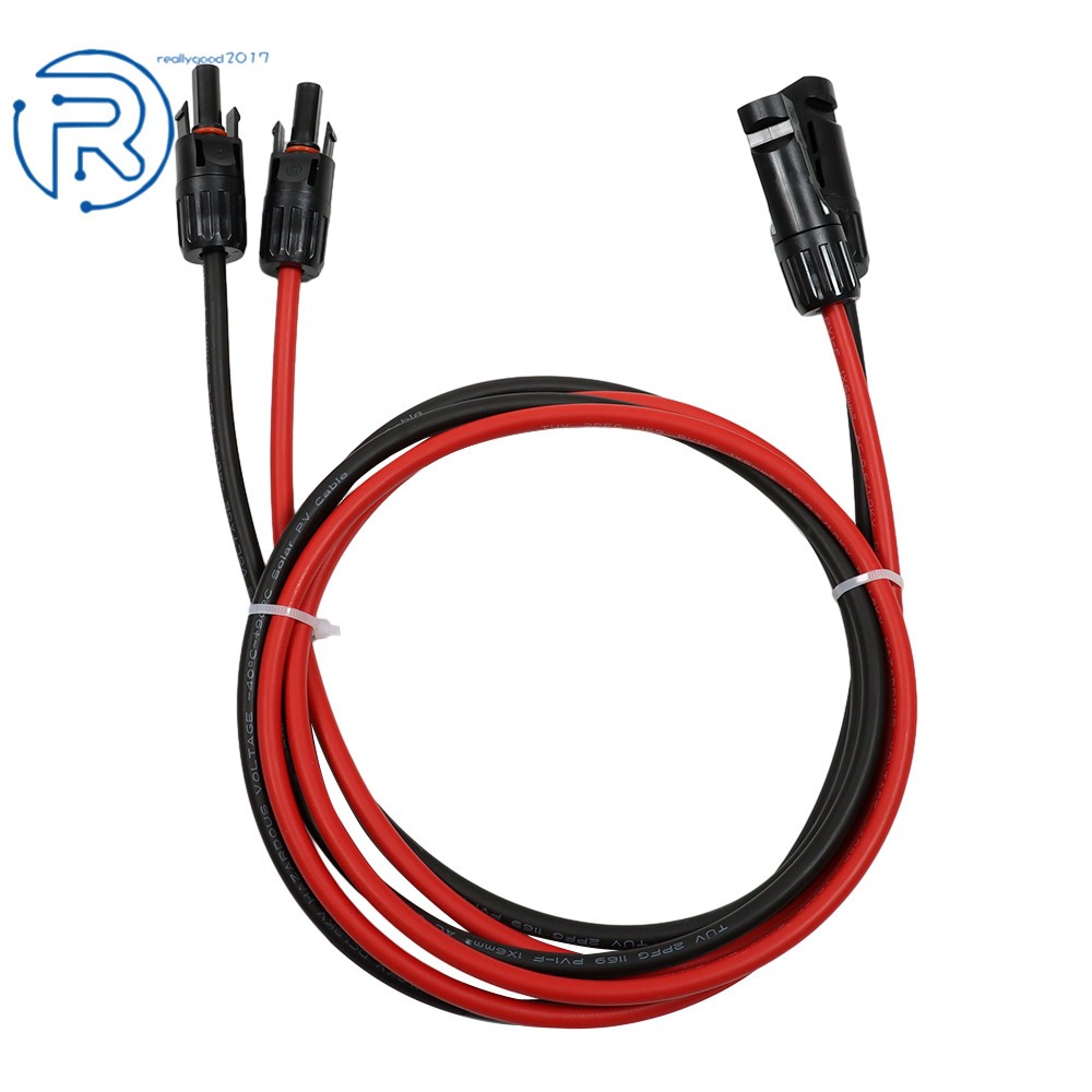 1 Pair Black + Red Solar Panel Extension Cable Wire Connector 12/10 AWG
