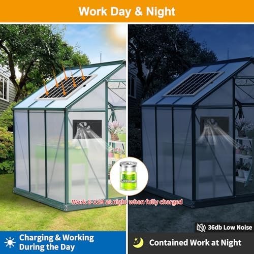 Solar Exhaust Fan with Battery and 3H/6H Timer, High Speed IP65 Waterproof So…