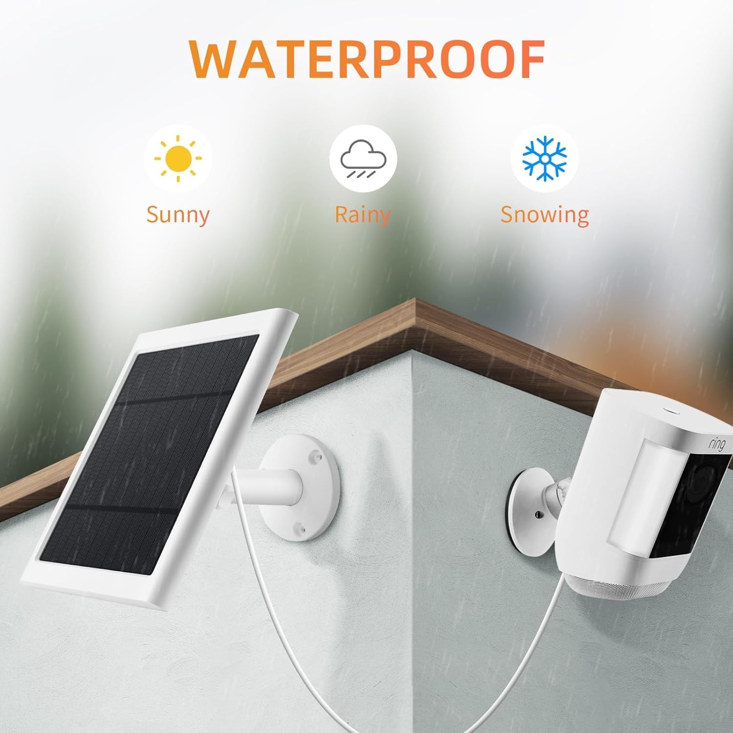 2 Pack 4W Waterproof Solar Chargers for Ring Cameras – Easy Install & 10ft Cable