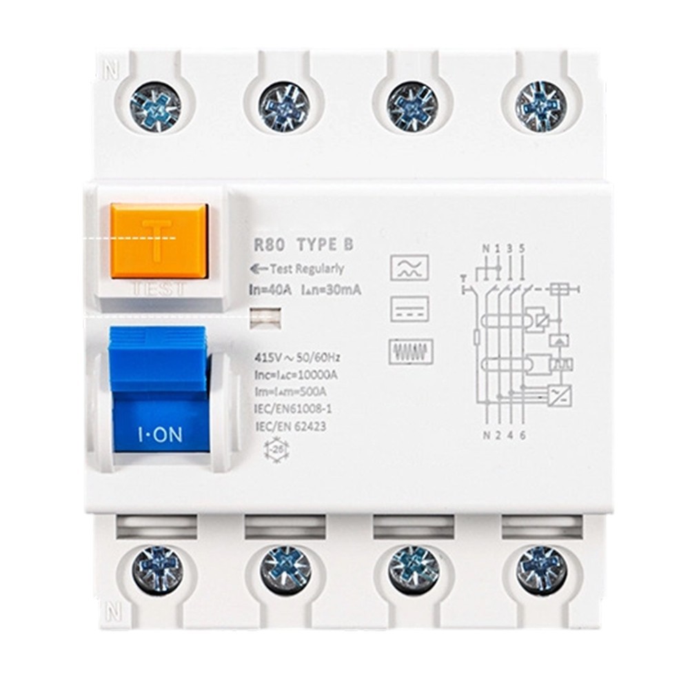 100A Type B DC Leakage Breaker R80 4P 30mA for New Energy Charging Applications