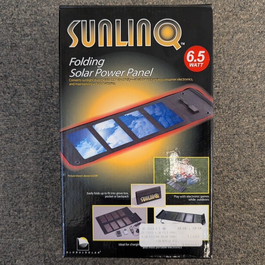 Sunlinq 6.5W Folding Solar Panel Kit 12V Battery Charger w/ Cables & Clamps