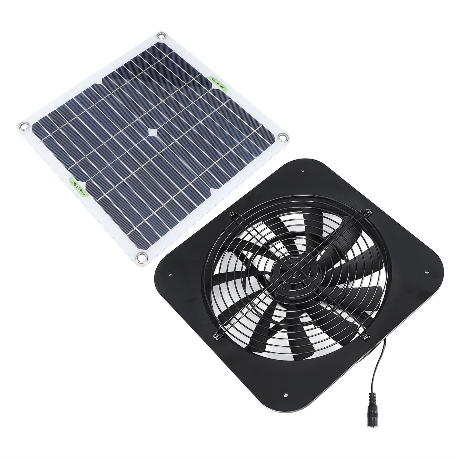 13in Solar Power Fan W/Solar Panel For Room Attic Kitchen Pet Cage Ventilation