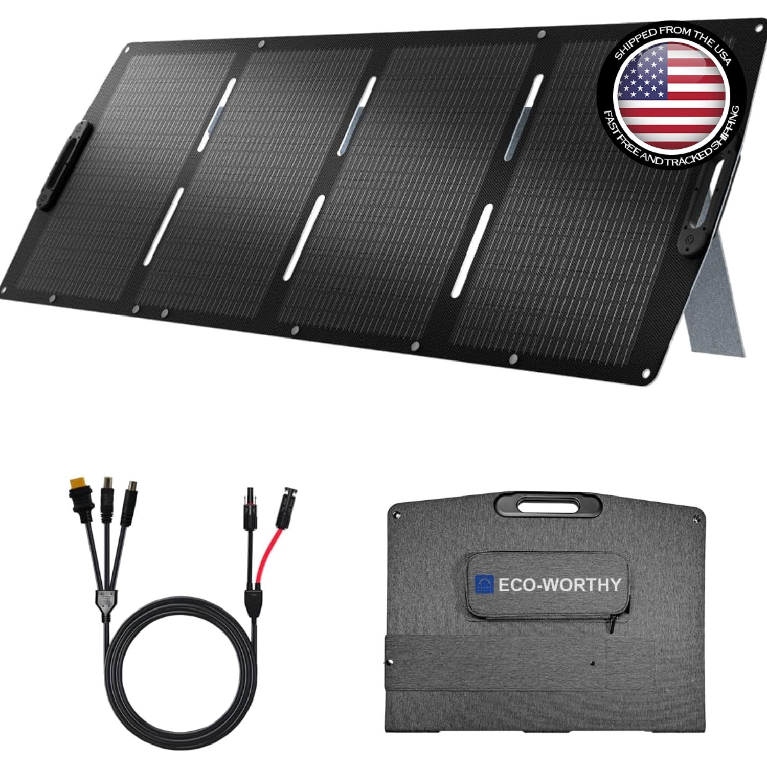 High Efficiency 200W Solar Charger – Waterproof, Portable & Adjustable Kickstand