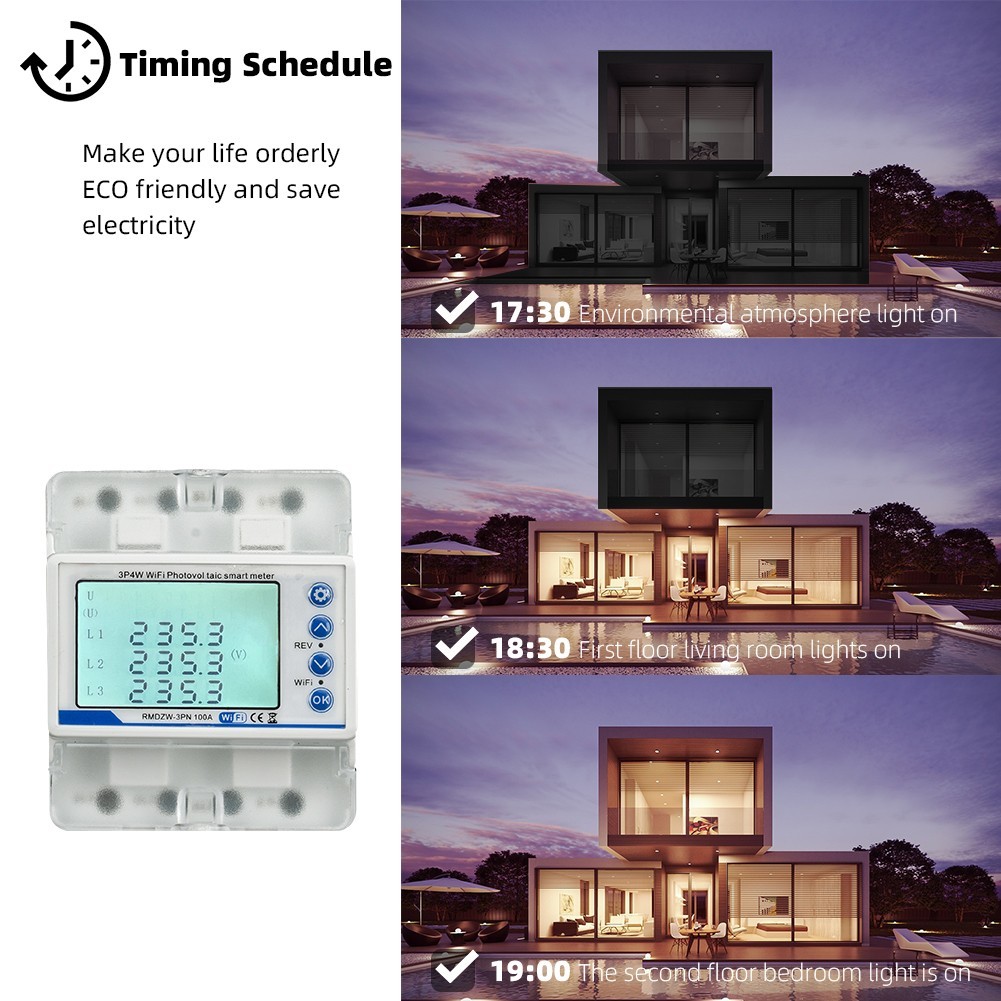 Smart WiFi Energy Meter Three Phase by For Tuya with Voltage Protection