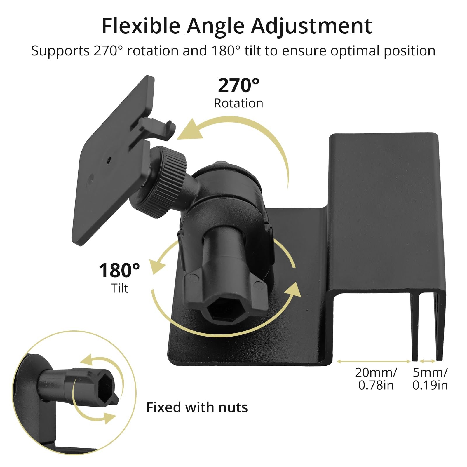 Anbte 2PCS Adjustable Gutter Mount for Ring Solar Panels & Security Black