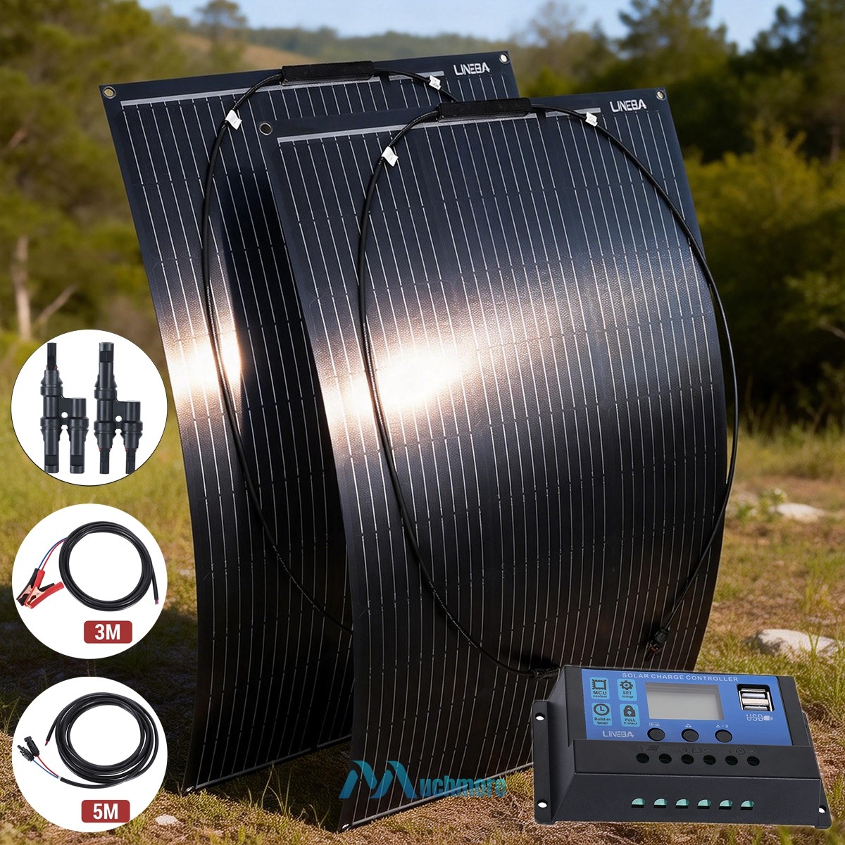 100W 200W Watt Mono Solar Panel 18V Off-Grid Battery Charger RV Home+Controller
