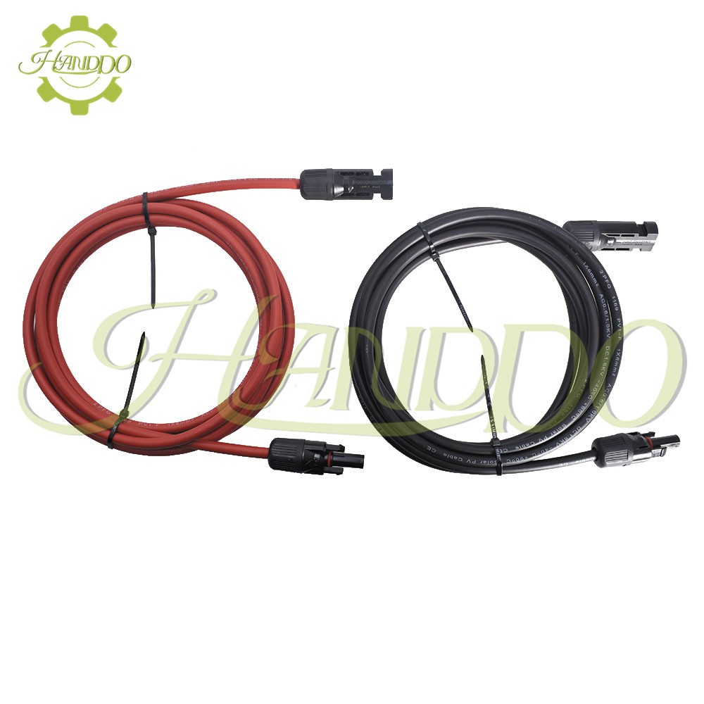 1 Pair Black + Red Solar Panel Extension Cable Wire Connector 12/10 AWG