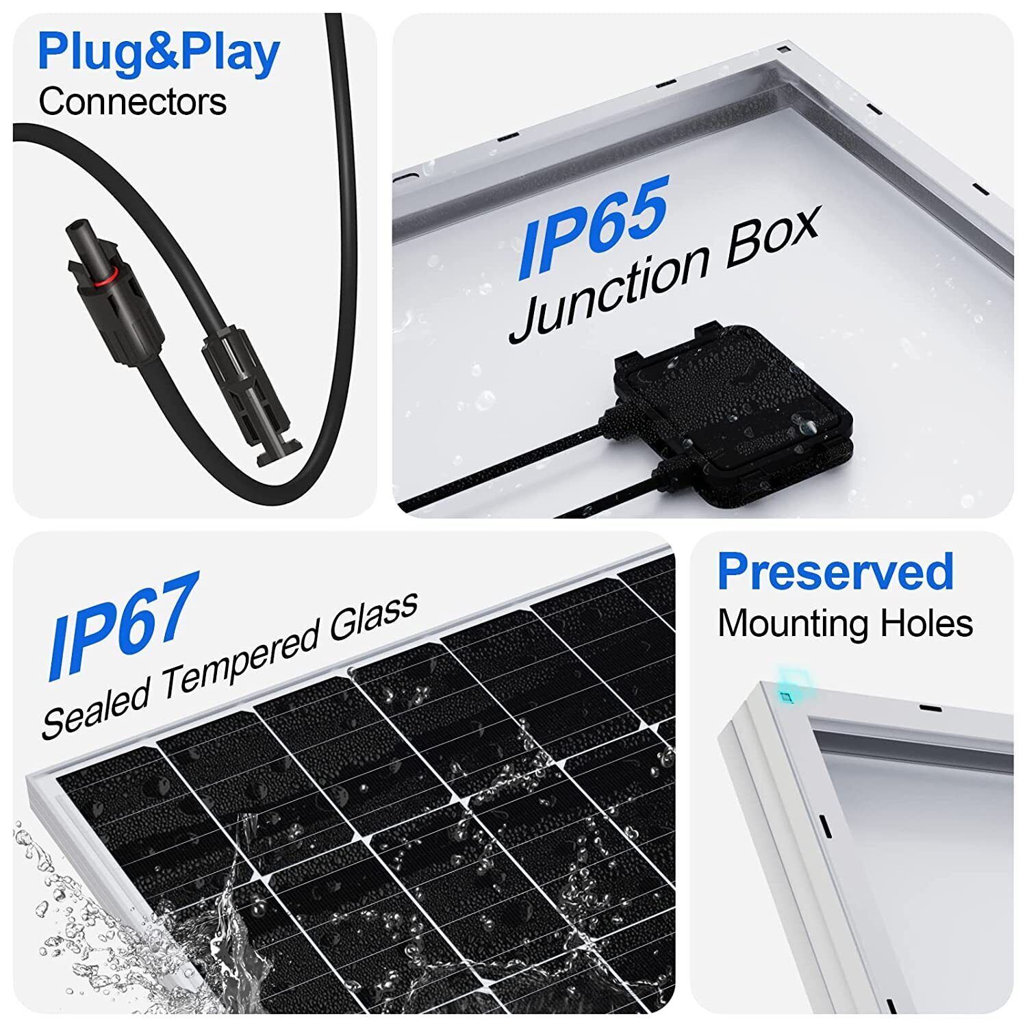 100W 200W 300W Watt Mono Solar Panel kit 12V RV Caravan Power Home Off Grid Boat