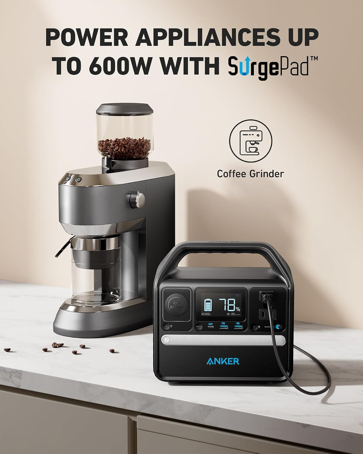 Anker 521 Portable Power Station Upgraded with Lifepo4 Battery, 256Wh 6-Port Pow