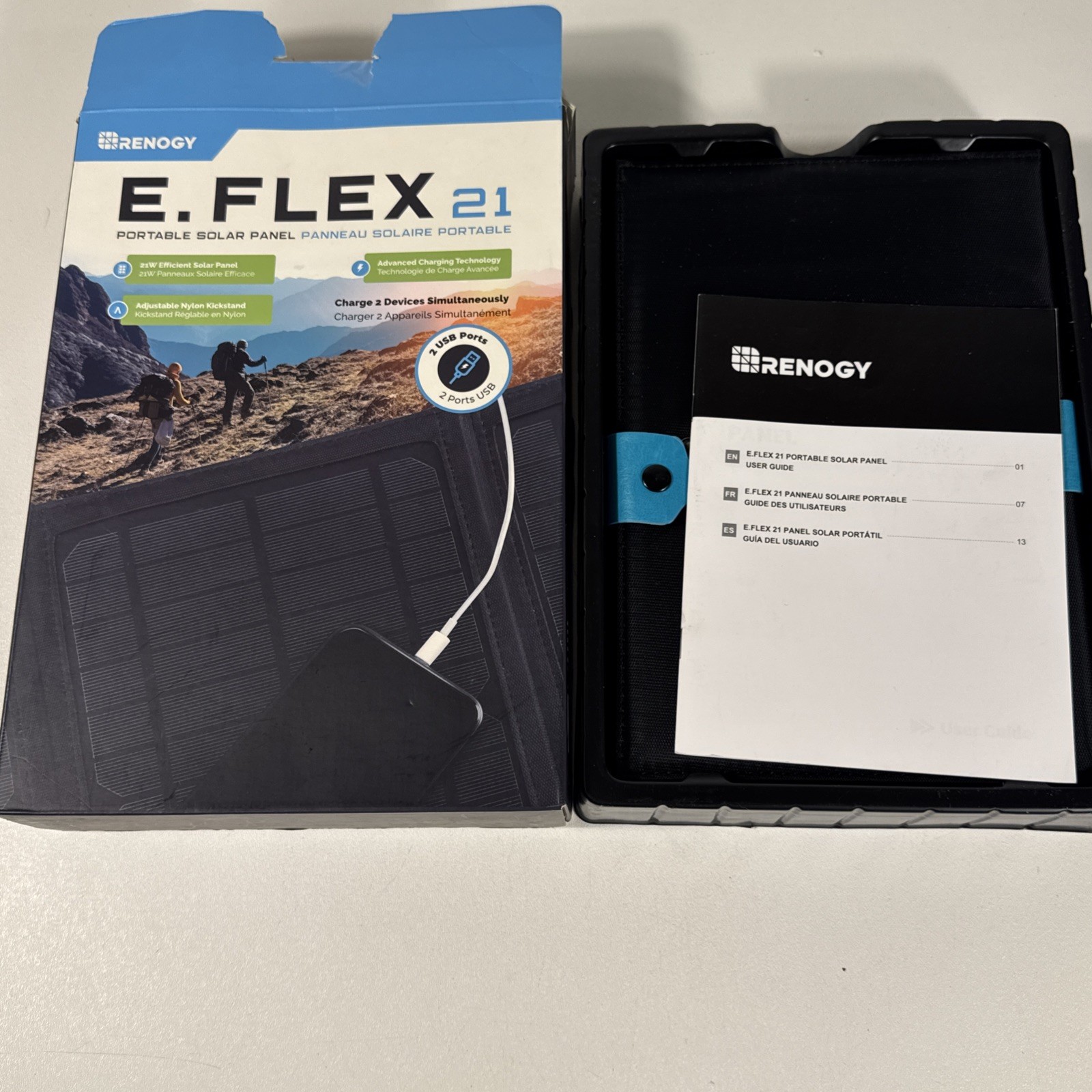Renogy E.FLEX 21 Watt Foldable Waterproof Solar Panel with Kickstand, Black