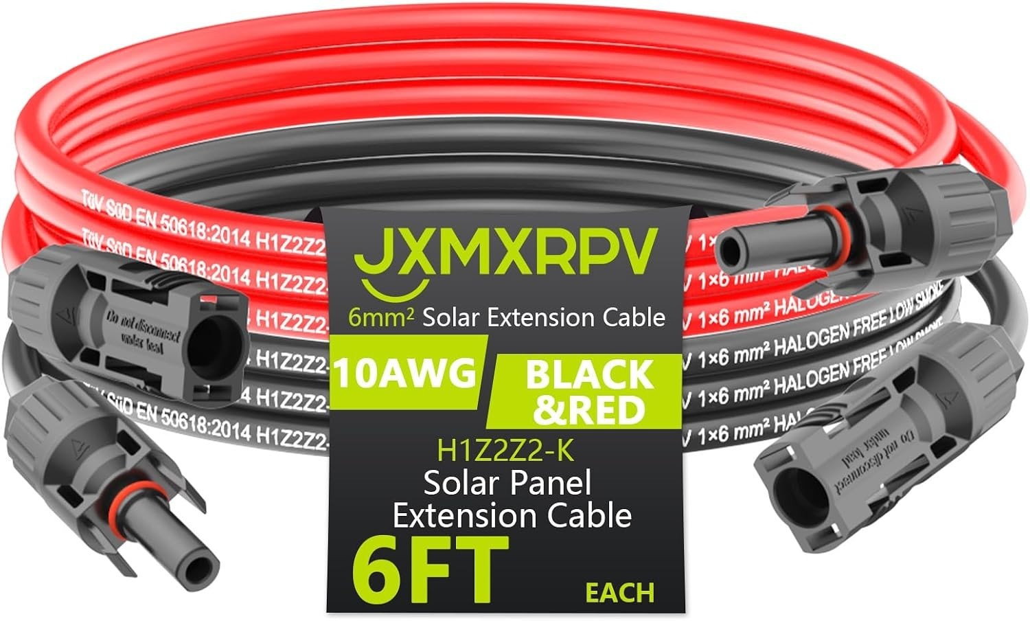 6.6Ft 10AWG, Solar Wire with Tool-Free Solar Connectors, Waterproof Solar Pan…
