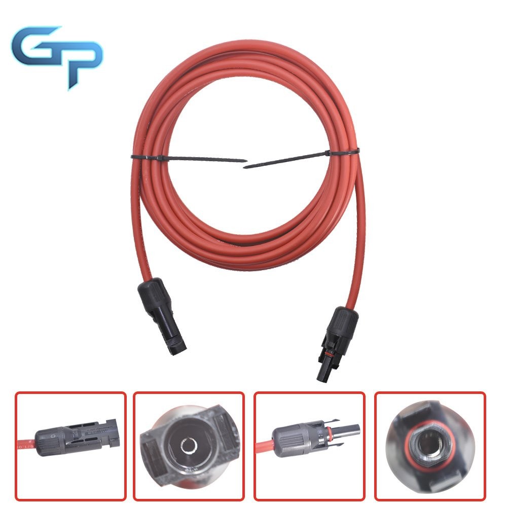 New 1 Pair 15ft Solar Panel Extension Cable Wire Connector Black + Red 10 AWG