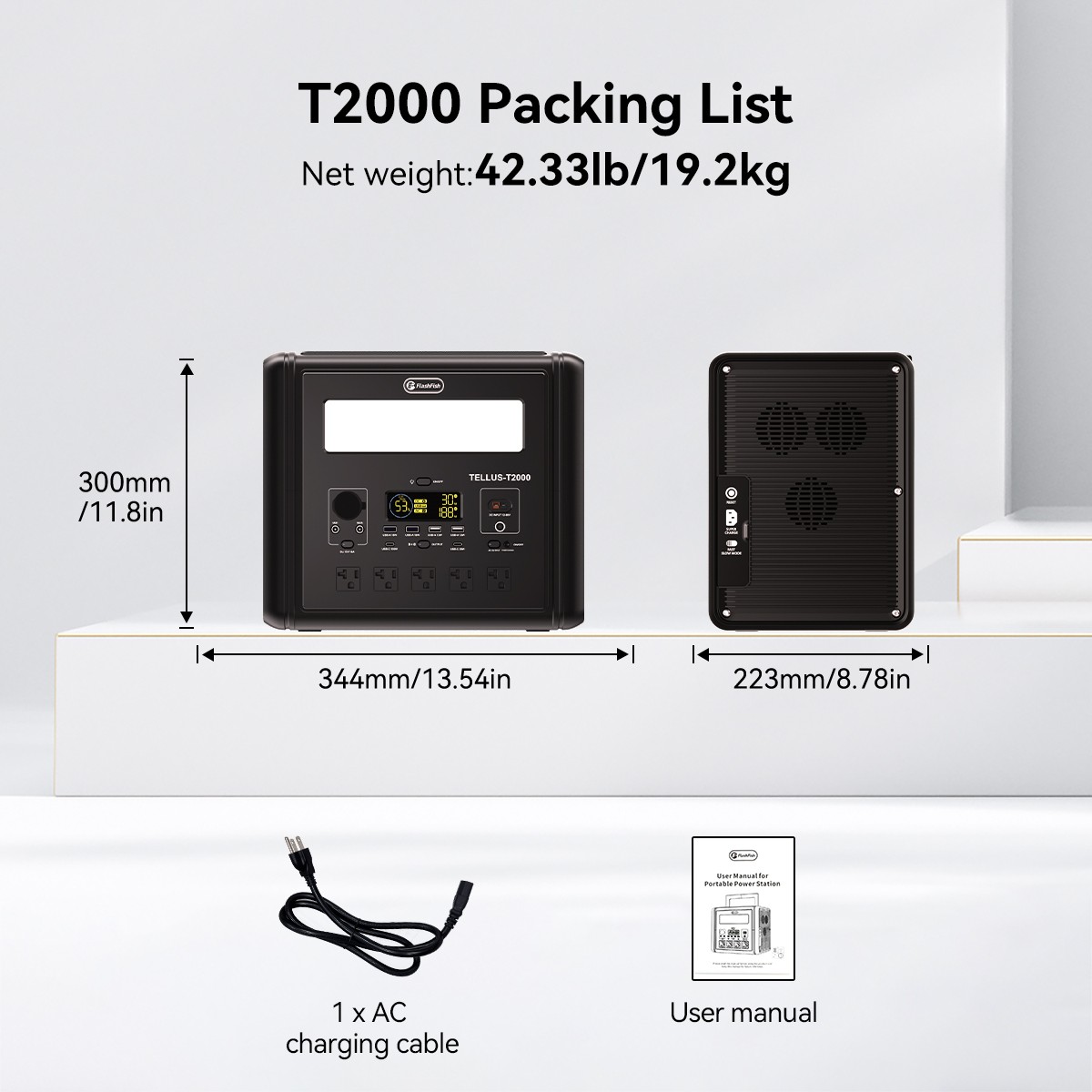 Flashfish T2000 Portable Power Station 1536Wh 2000W LiFePO4 Battery For Off-grid