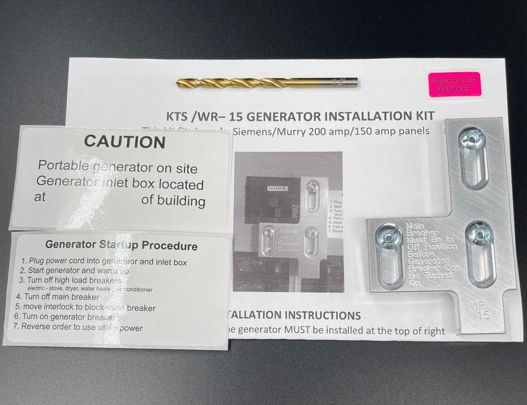 Generator Interlock Kit Compatible with Siemens 200 Amp Panel or Murray 200 A…