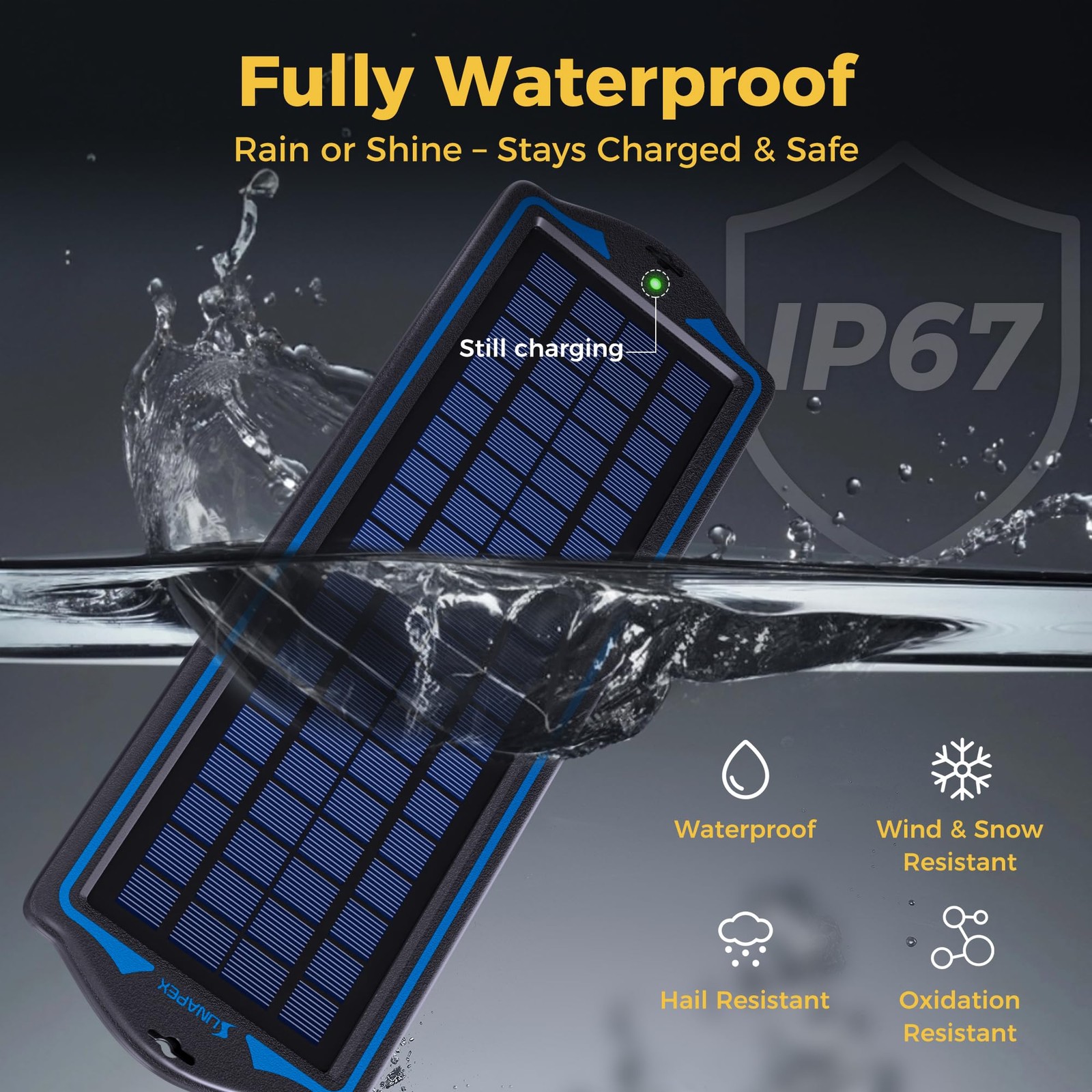 SUNAPEX 5W 12V Solar Battery Charge Maintainer – Solar Trickle Charger for Car