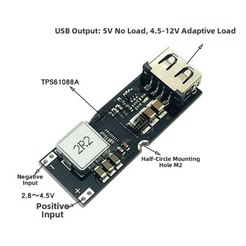 TPS61088A 2PCS 24W Boost Converter Module 2.8V-4.5V to 4.5V-12V Output