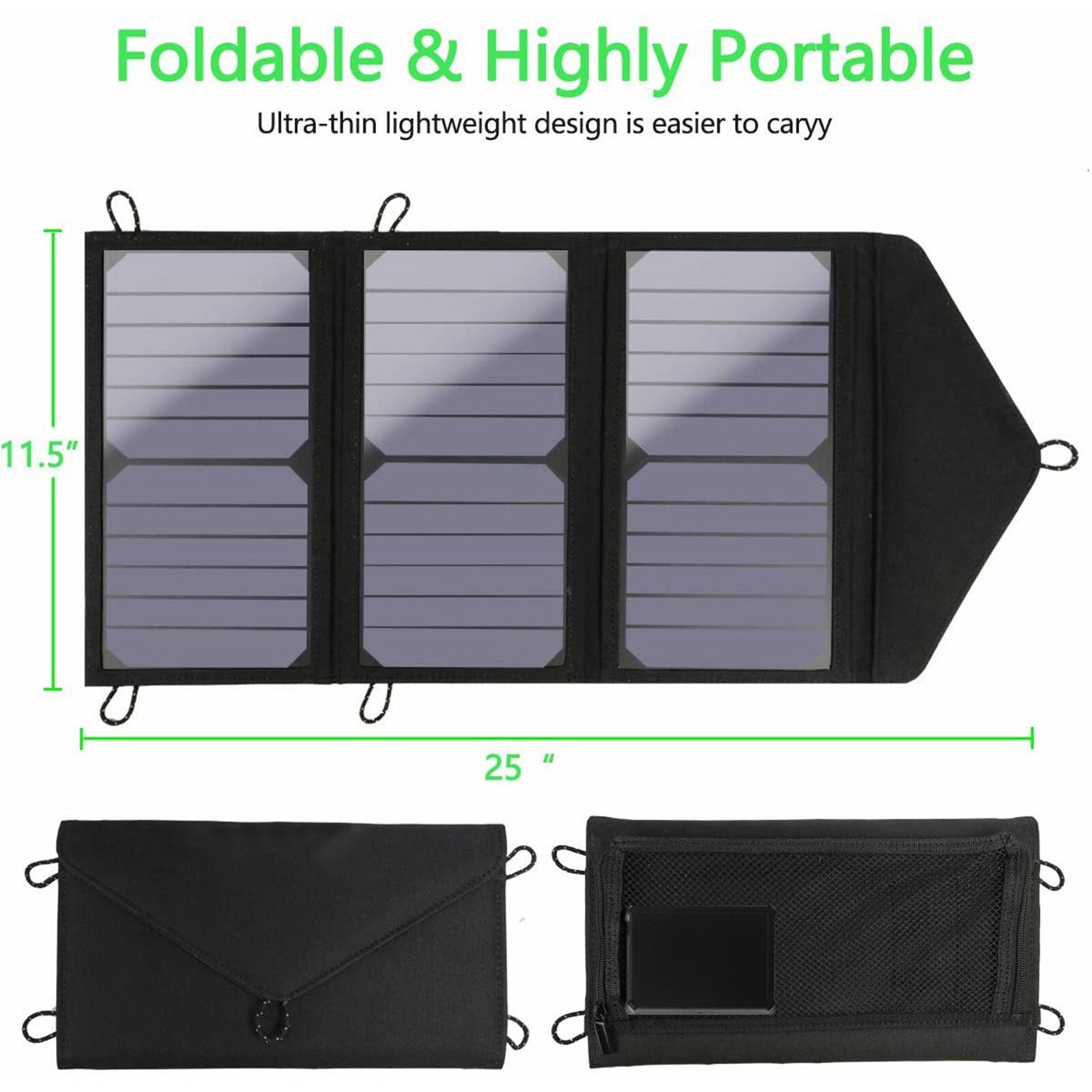 2USB 60W Solar Panel Kit Folding Power Bank Outdoor Camping Hiking Phone Charger