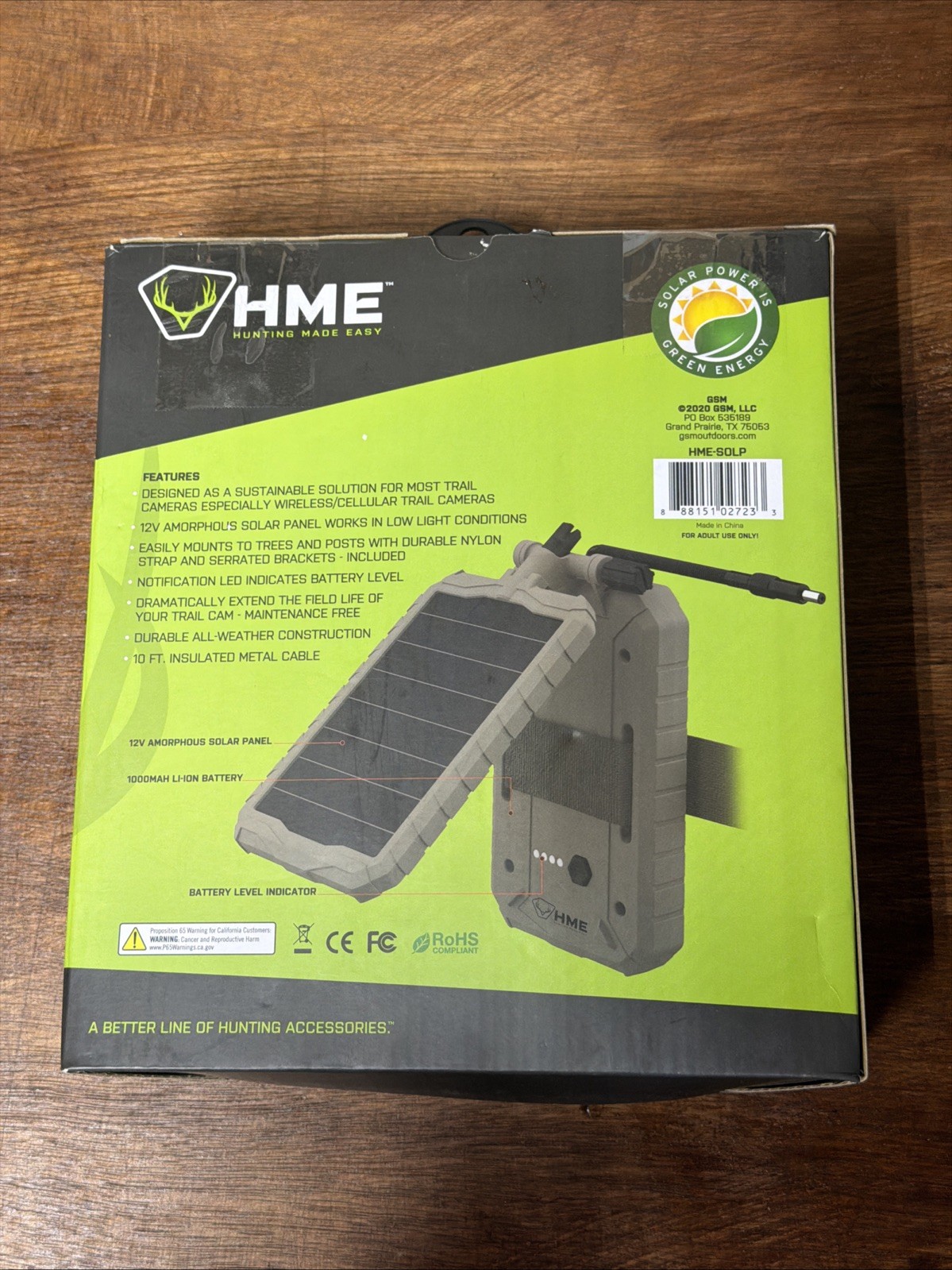 HME SOL-PACK – Cellular Trail Camera Solar Power Panel 2 In 1 Battery NEW IN BOX