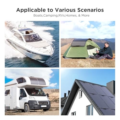 200W Flexible Solar Panel, Thin Lightweight 2PCS 100 Watt 100W 2-Pack Black