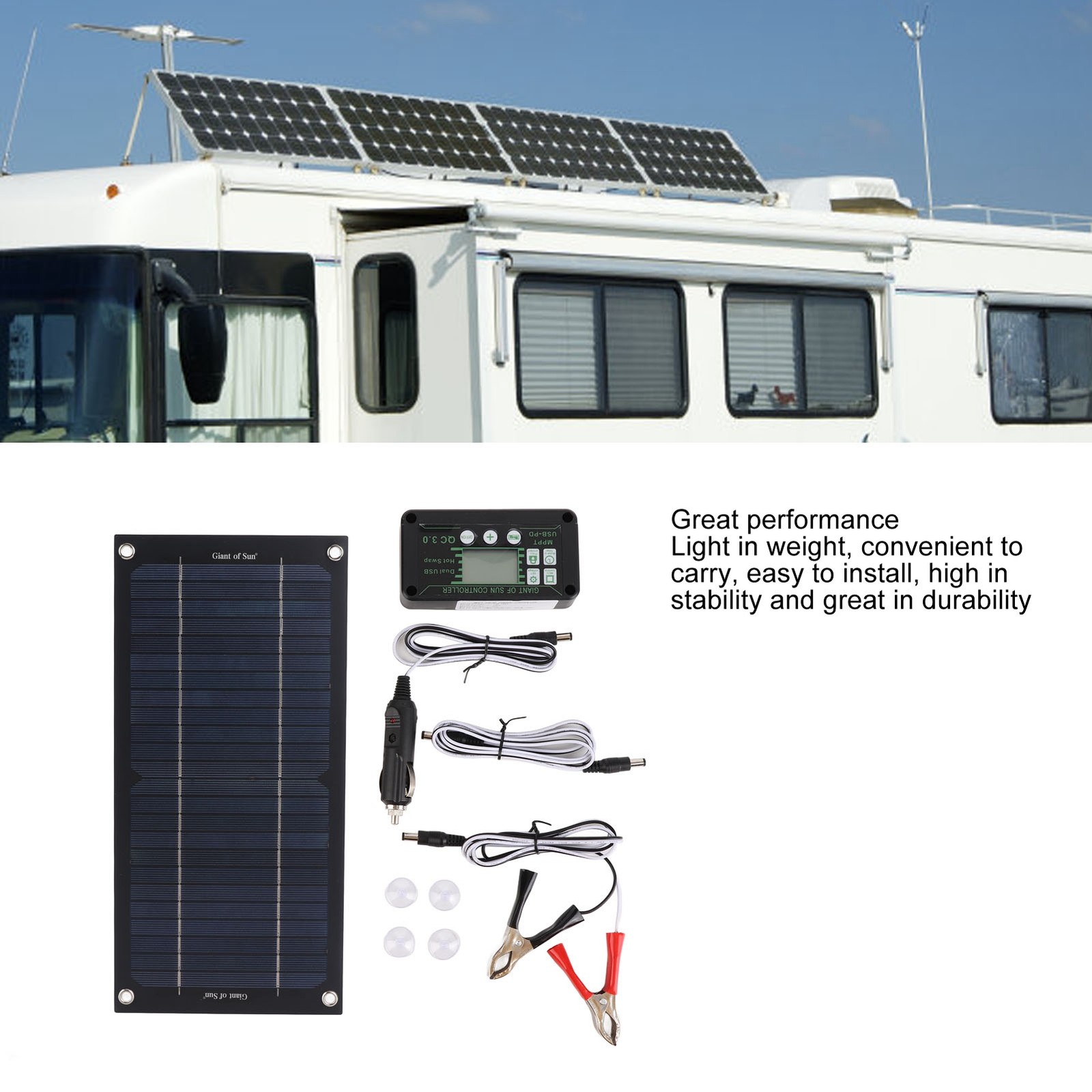 15W Solar Panel Kit 12V 600W 100A MPPT Battery Charge Controller for RV Outdoor