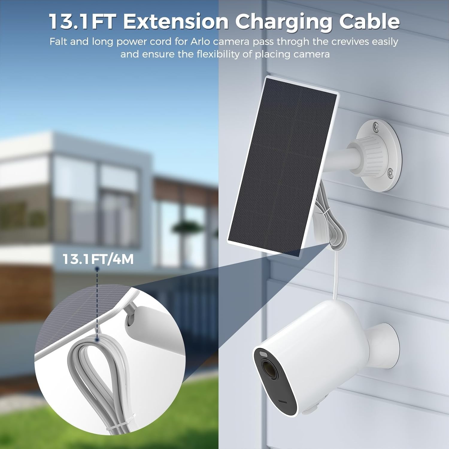 Magnetic Extension Cable Solar Charger for Arlo Cameras – 360 Adjustable Mount