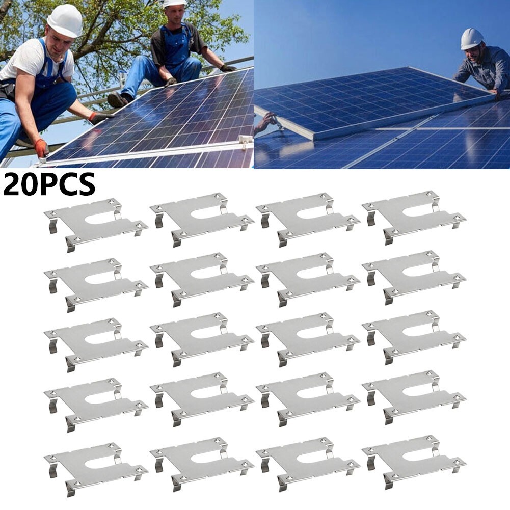 20pcs Earth Plate Grounding Clip Solar Panels PV Roof Fitting Stainless Steel