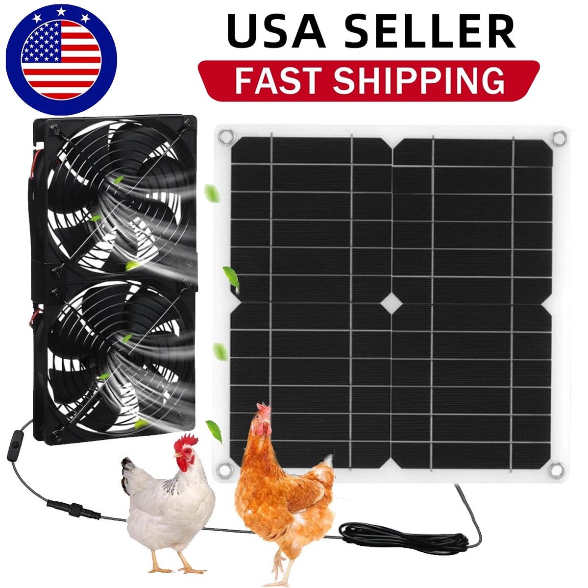 15W 12VSolar Powered Fan for Shed Chicken Coop Greenhouse Waterproof Fan Exhaust