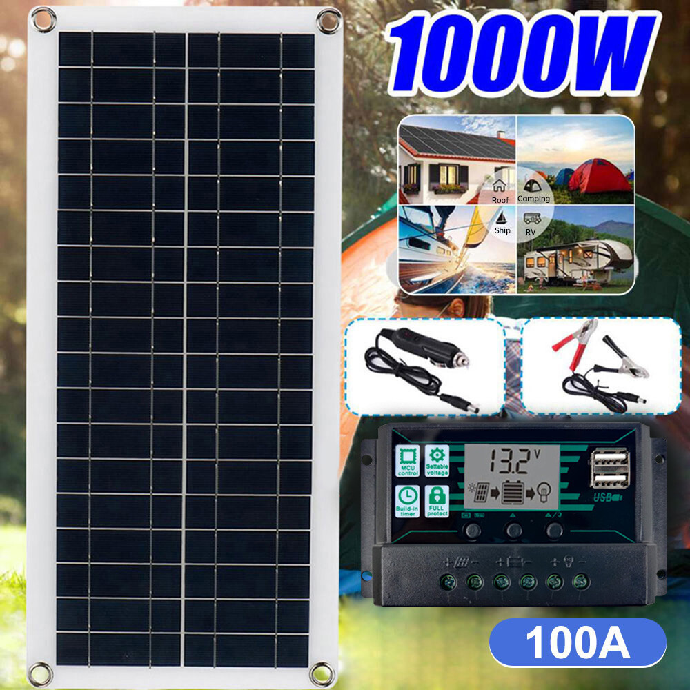 1000 Watts Solar Panel Kit 100A 12V Battery Charger w/ Controller Caravan Boat
