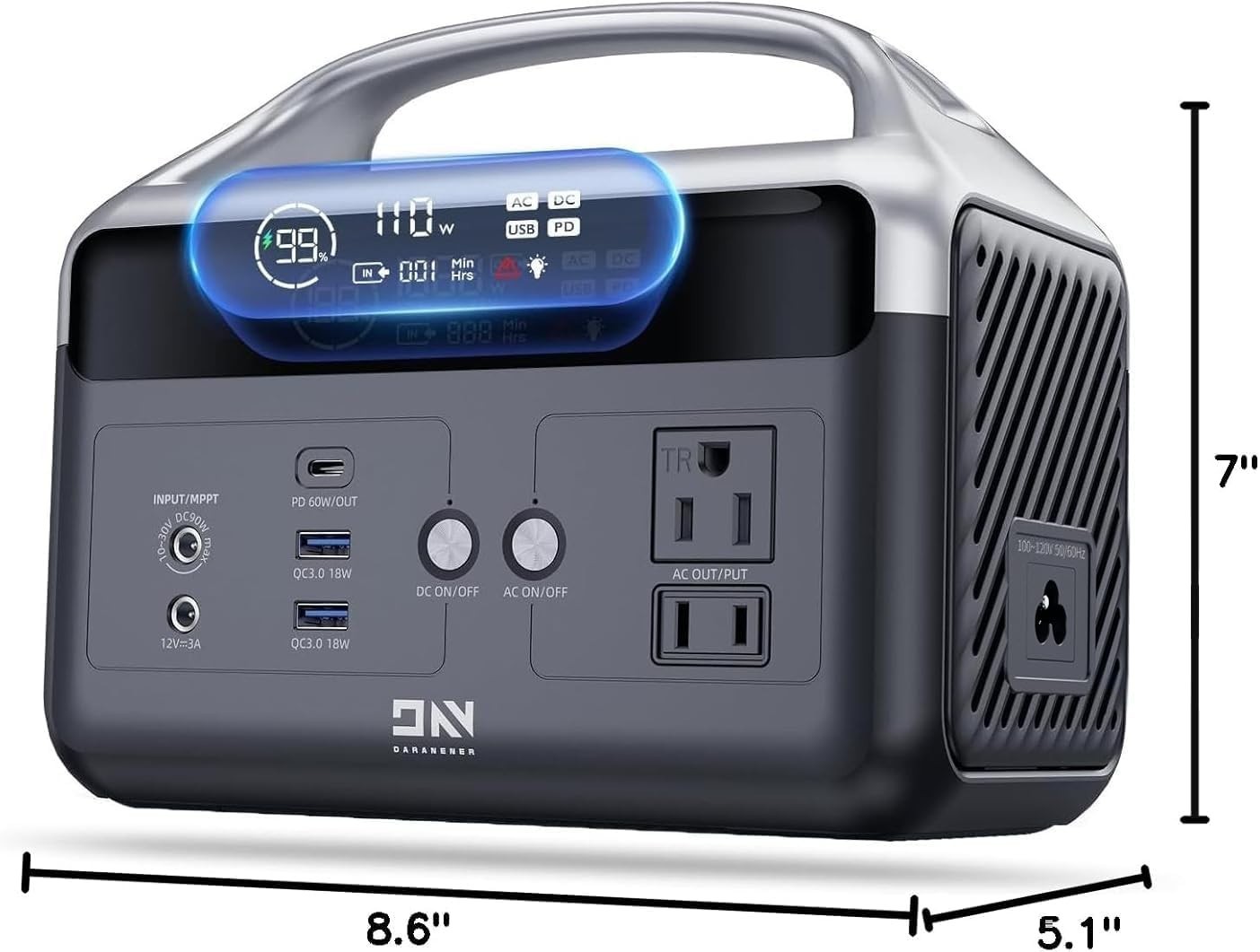 Portable Power Station 56000mAh, 179.2Wh LiFePO4 Battery Backup w/ 2 300W (Peak