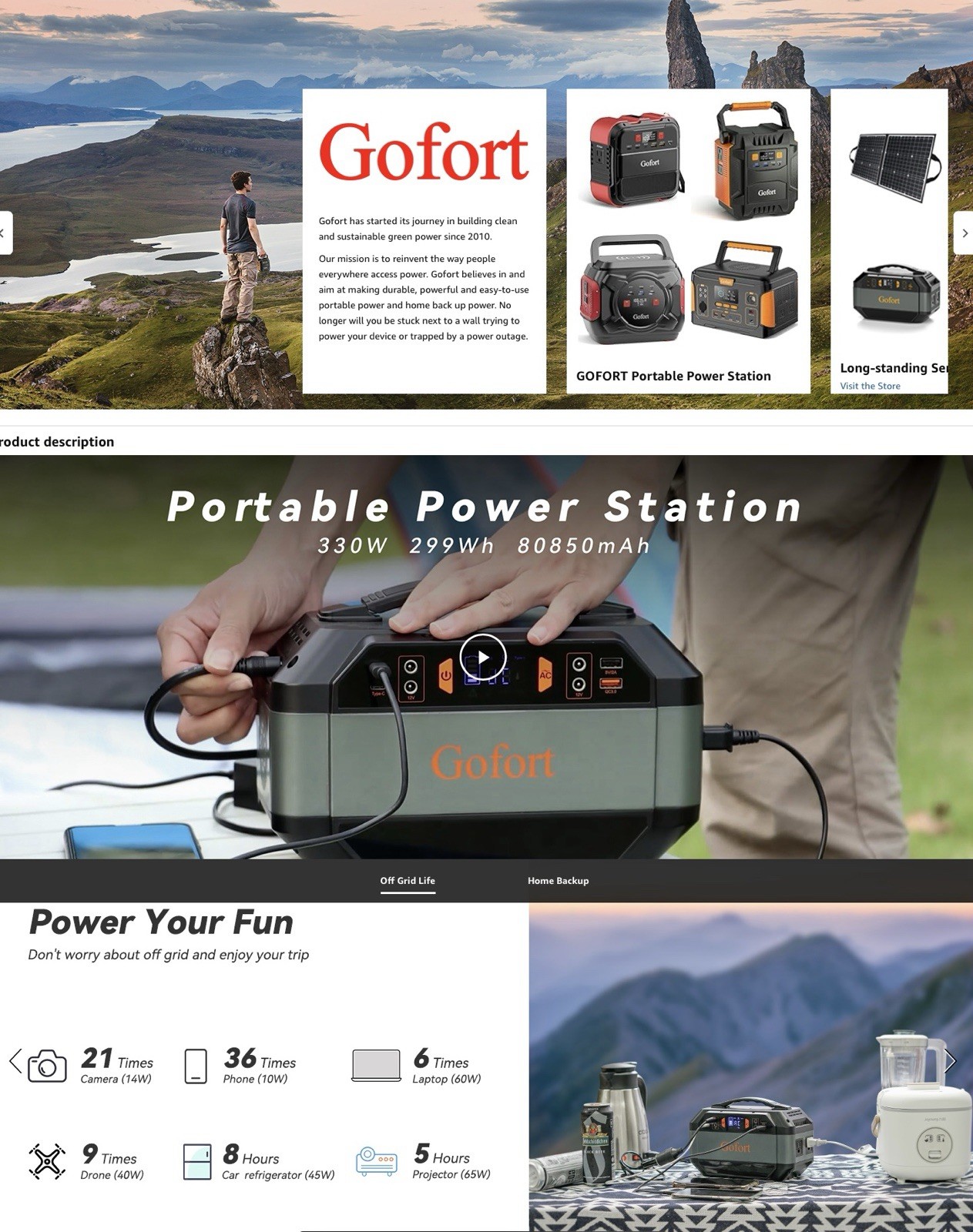 Gofort Portable Power Station 299Wh Plus 60 Watt Gofort Portable Solar Panel