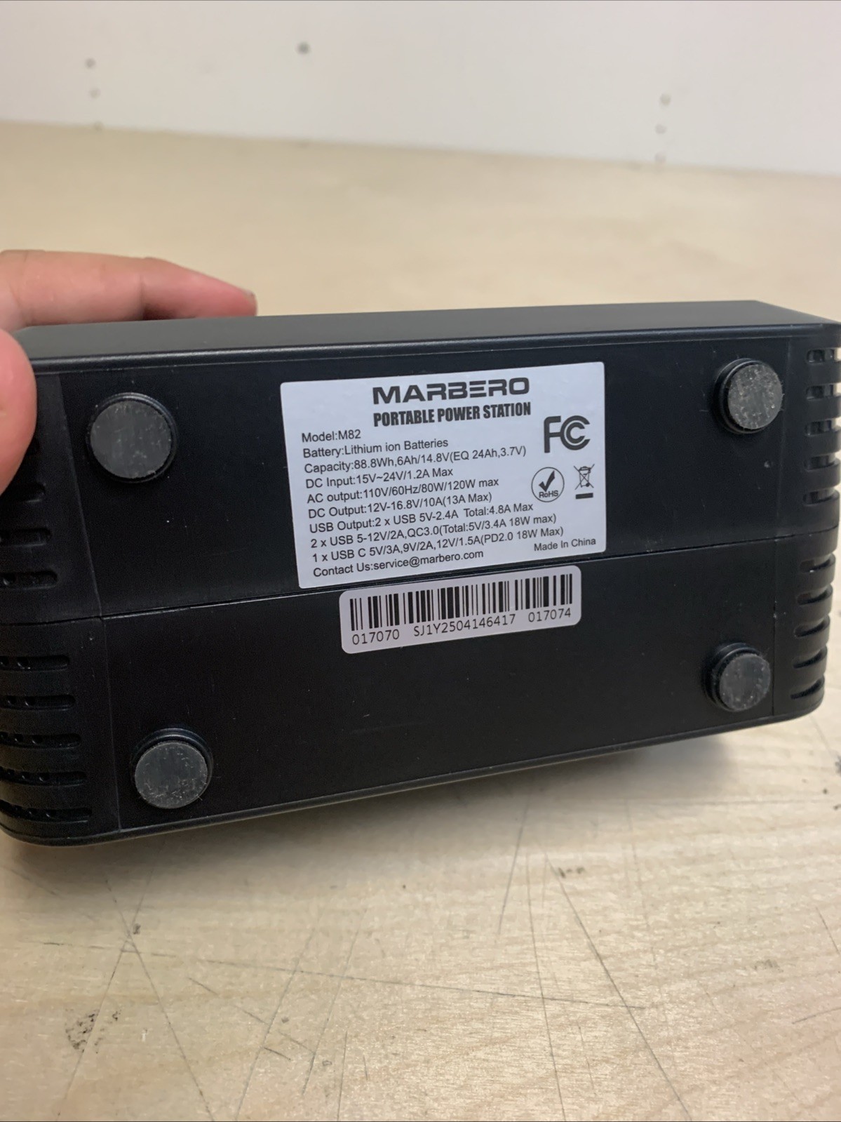 Marbero M82 Portable Power Supply – Includes Car Attachment. USED
